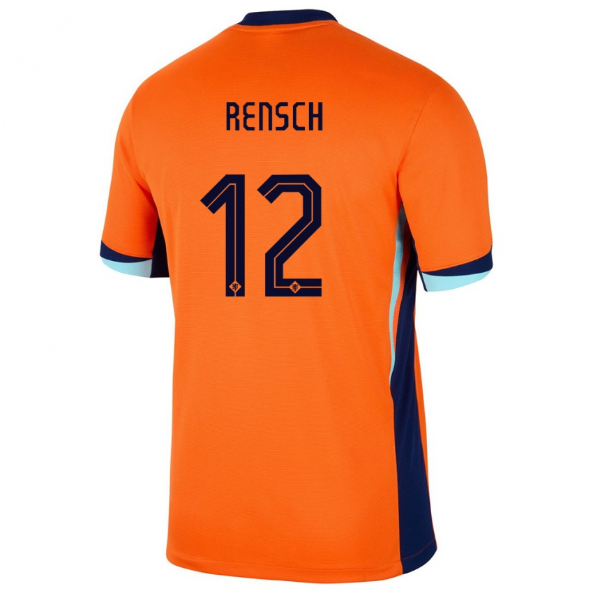 Niño Camiseta Países Bajos Devyne Rensch #12 Naranja 1ª Equipación 24-26 La Camisa Argentina