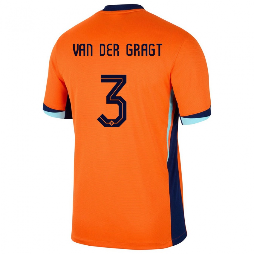 Niño Camiseta Países Bajos Stefanie Van Der Gragt #3 Naranja 1ª Equipación 24-26 La Camisa Argentina