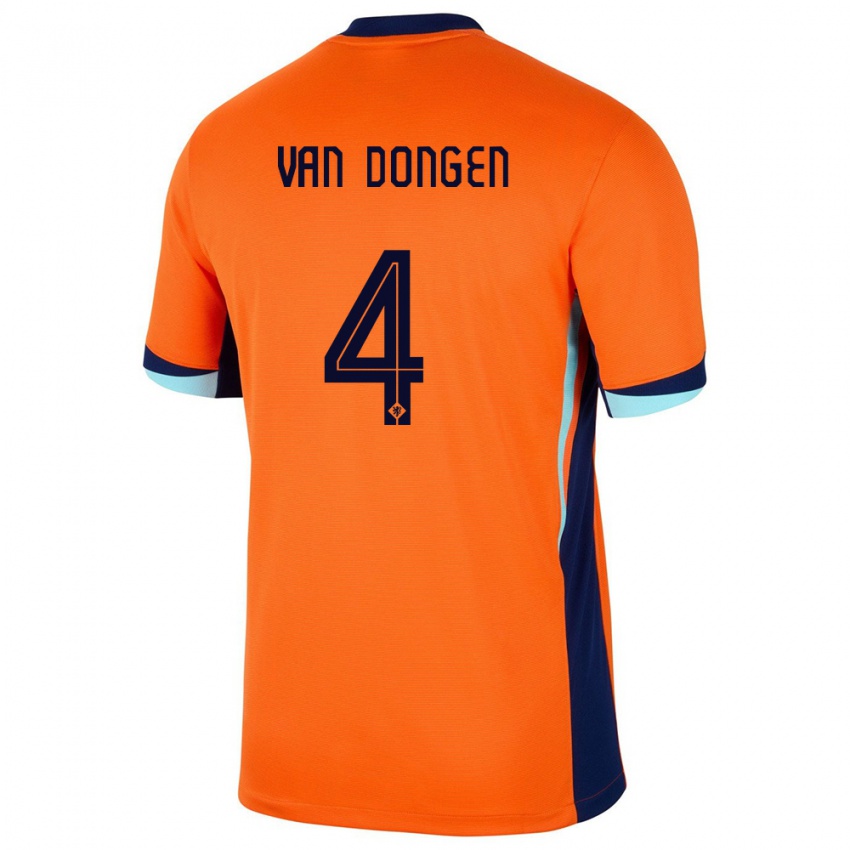 Niño Camiseta Países Bajos Merel Van Dongen #4 Naranja 1ª Equipación 24-26 La Camisa Argentina