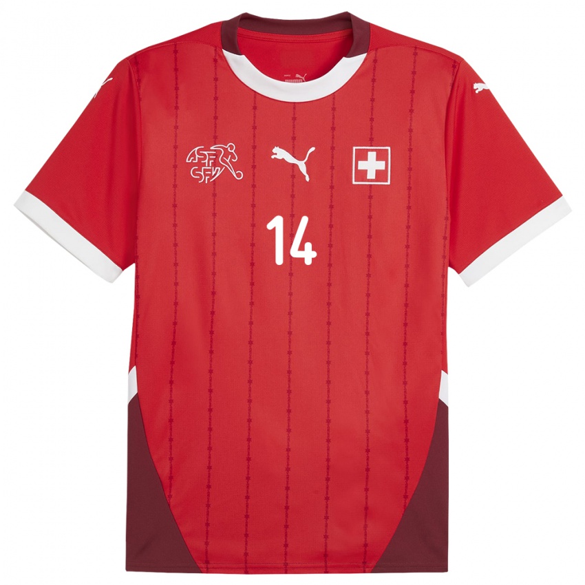 Niño Camiseta Suiza Steven Zuber #14 Rojo 1ª Equipación 24-26 La Camisa Argentina