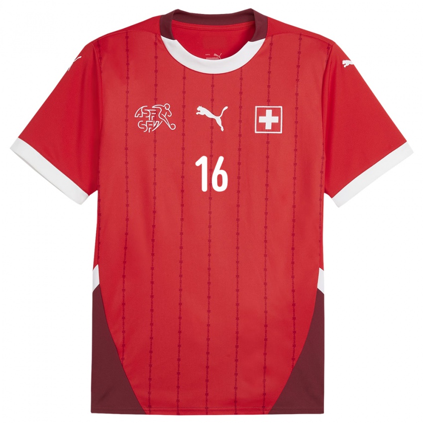 Niño Camiseta Suiza Sandrine Mauron #16 Rojo 1ª Equipación 24-26 La Camisa Argentina