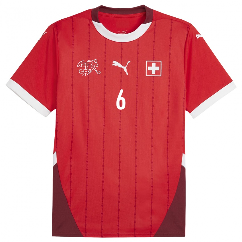 Niño Camiseta Suiza Stefanie Da Eira #6 Rojo 1ª Equipación 24-26 La Camisa Argentina