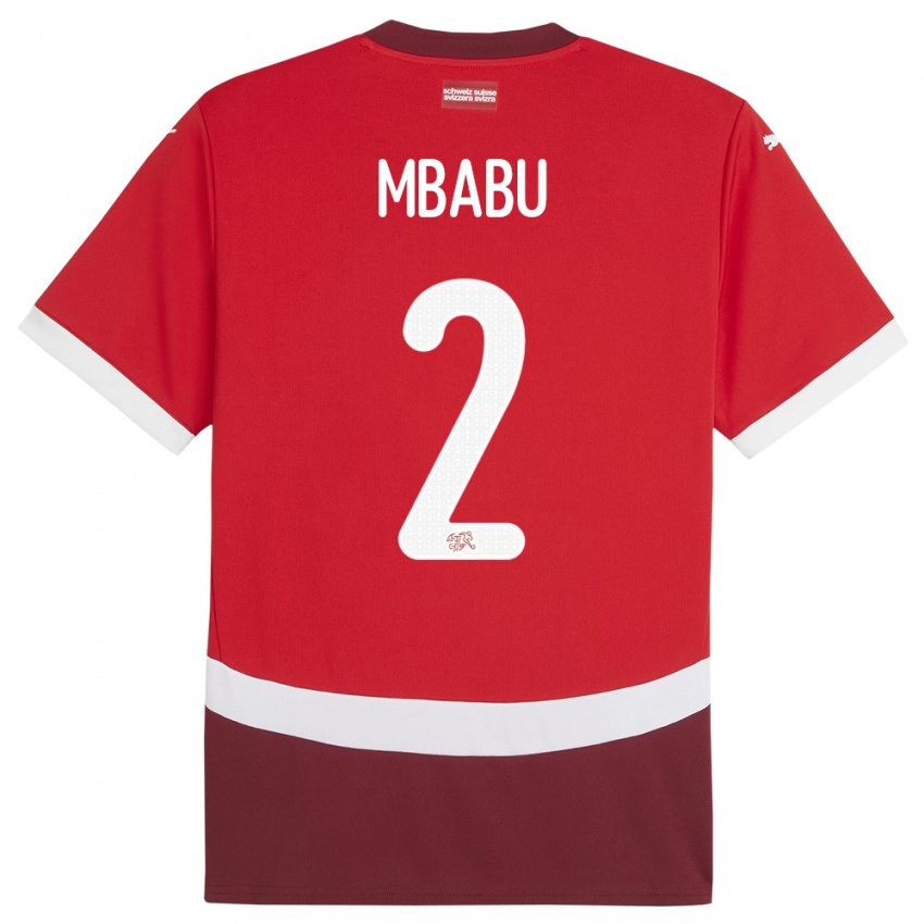 Niño Camiseta Suiza Kevin Mbabu #2 Rojo 1ª Equipación 24-26 La Camisa Argentina