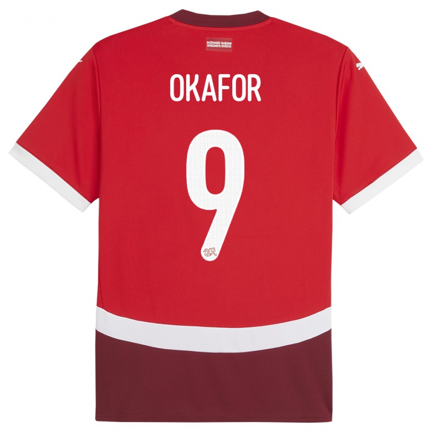 Niño Camiseta Suiza Noah Okafor #9 Rojo 1ª Equipación 24-26 La Camisa Argentina