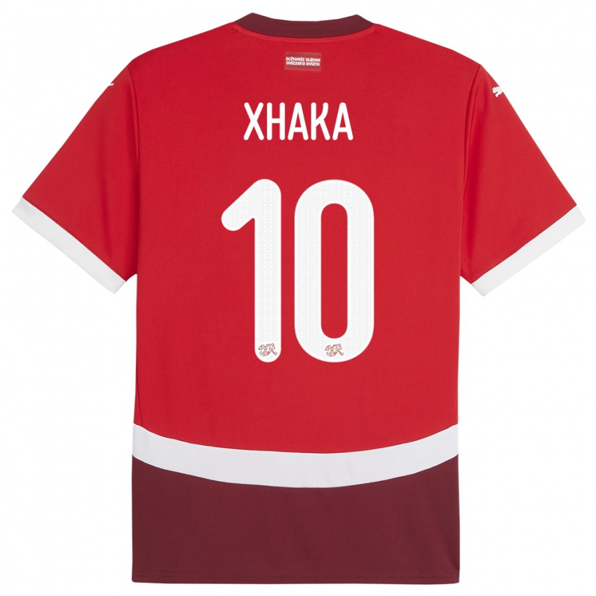 Niño Camiseta Suiza Granit Xhaka #10 Rojo 1ª Equipación 24-26 La Camisa Argentina