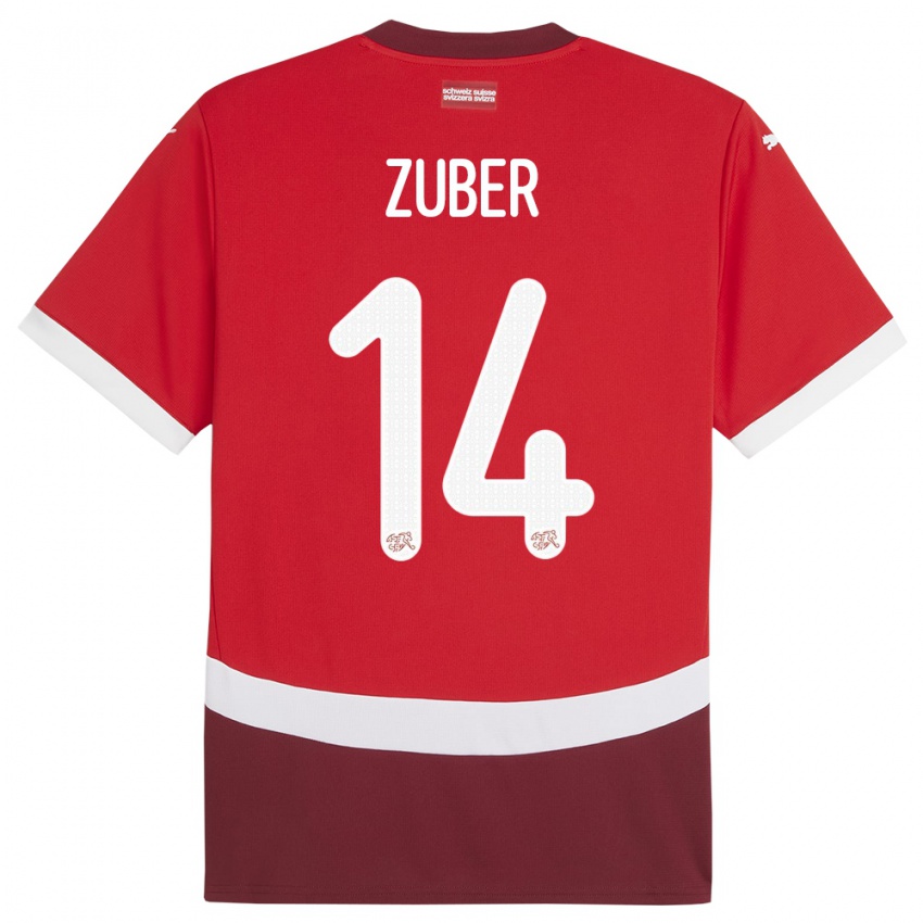 Niño Camiseta Suiza Steven Zuber #14 Rojo 1ª Equipación 24-26 La Camisa Argentina