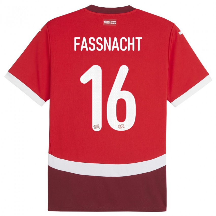 Niño Camiseta Suiza Christian Fassnacht #16 Rojo 1ª Equipación 24-26 La Camisa Argentina