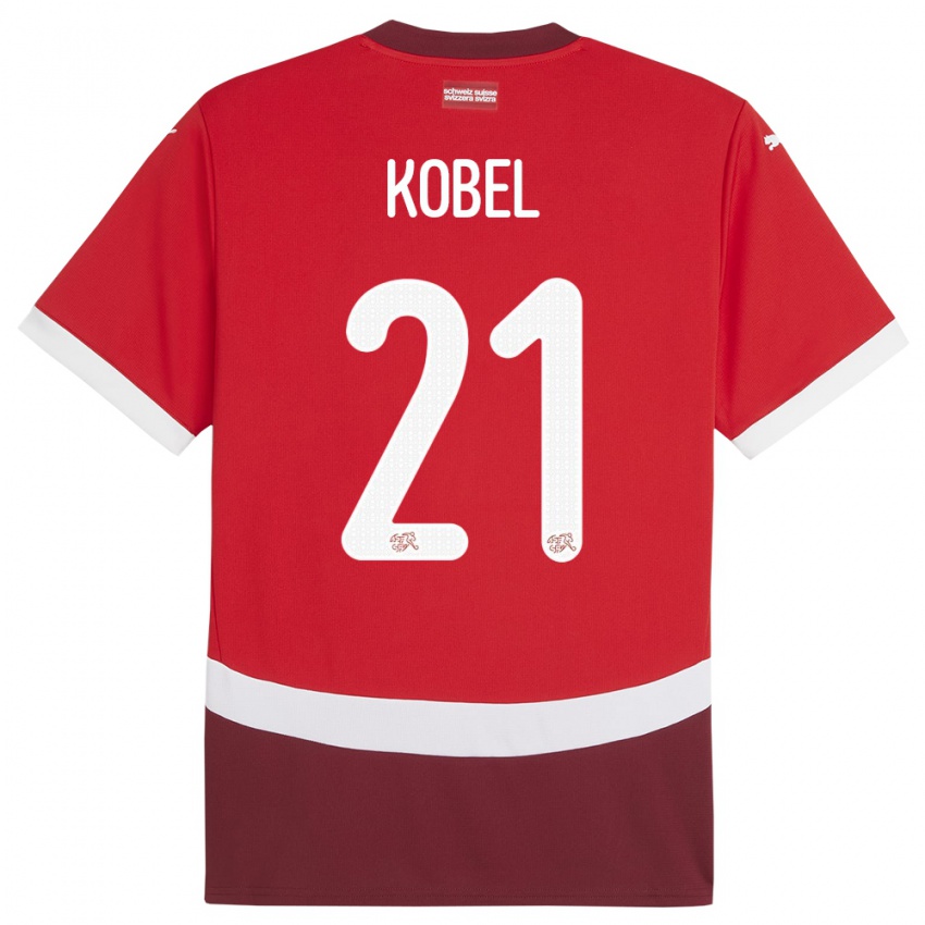 Niño Camiseta Suiza Gregor Kobel #21 Rojo 1ª Equipación 24-26 La Camisa Argentina