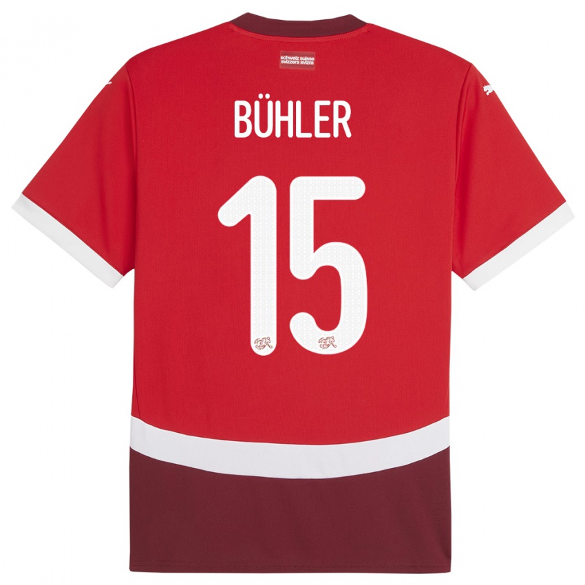 Niño Camiseta Suiza Luana Buhler #15 Rojo 1ª Equipación 24-26 La Camisa Argentina