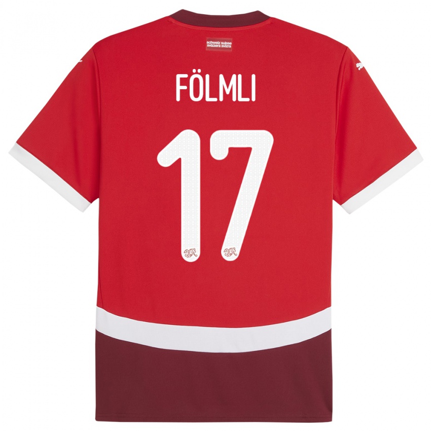 Niño Camiseta Suiza Svenja Folmli #17 Rojo 1ª Equipación 24-26 La Camisa Argentina