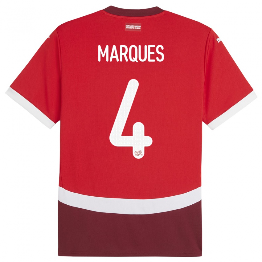 Niño Camiseta Suiza Christian Marques #4 Rojo 1ª Equipación 24-26 La Camisa Argentina