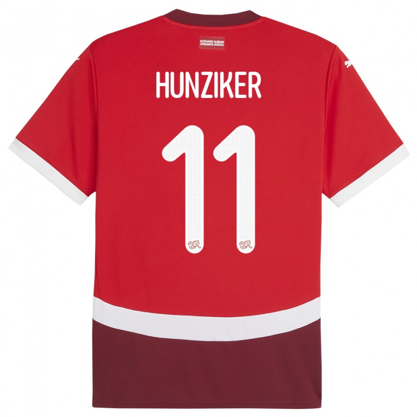 Niño Camiseta Suiza Andrin Hunziker #11 Rojo 1ª Equipación 24-26 La Camisa Argentina