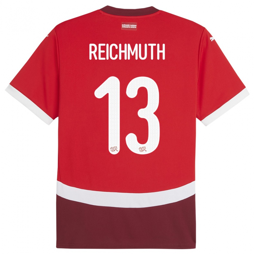 Niño Camiseta Suiza Miguel Reichmuth #13 Rojo 1ª Equipación 24-26 La Camisa Argentina