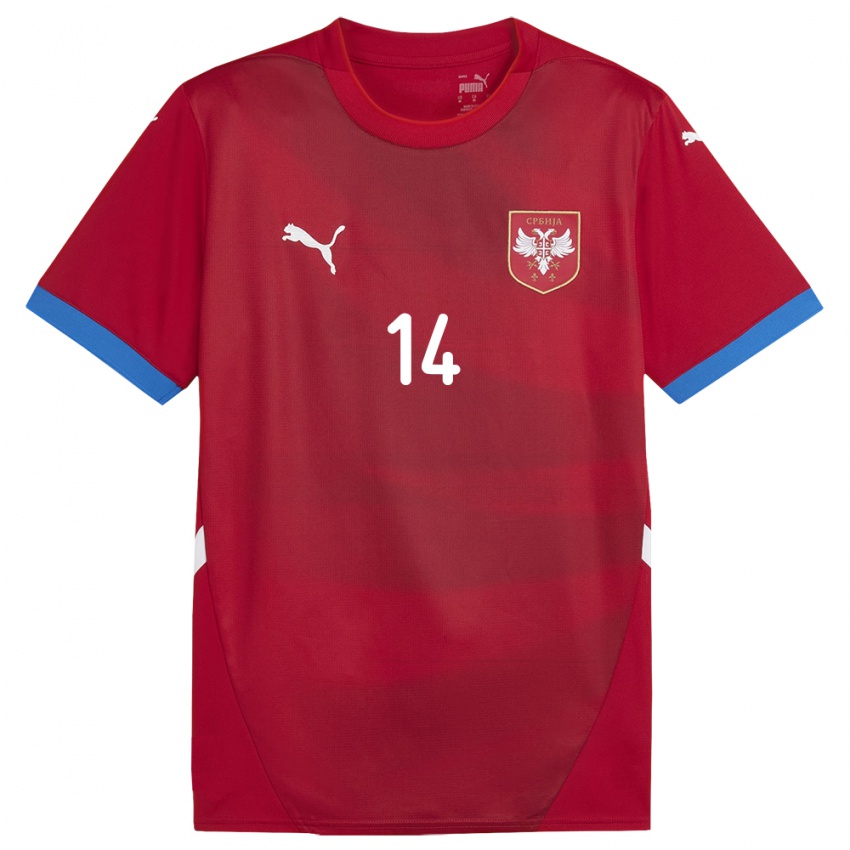 Niño Camiseta Serbia Andrija Zivkovic #14 Rojo 1ª Equipación 24-26 La Camisa Argentina