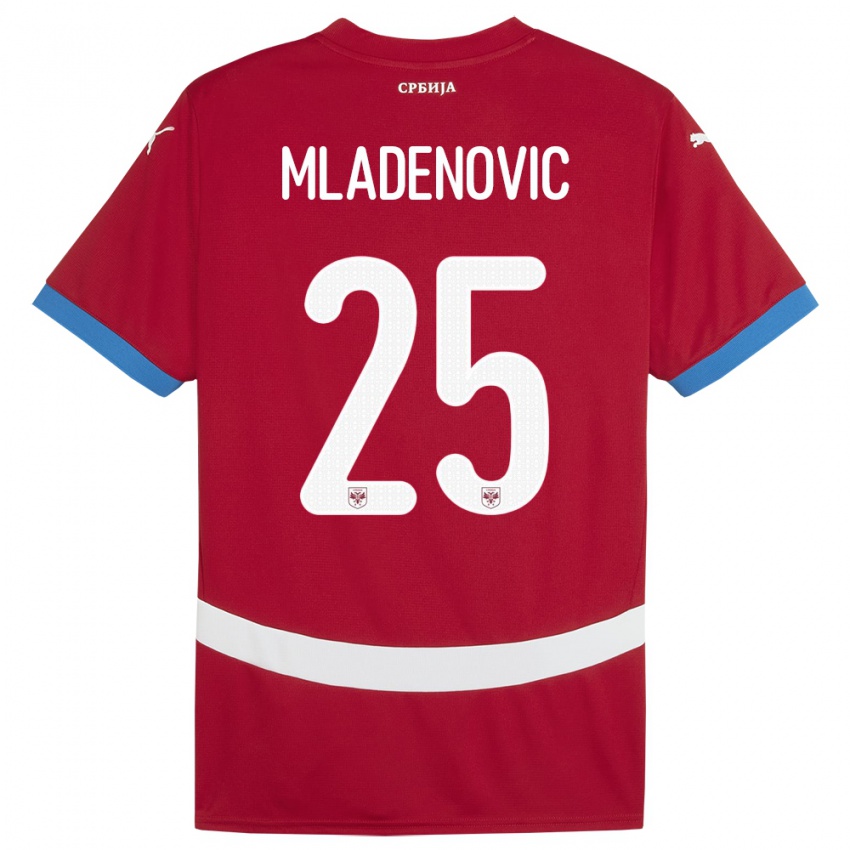 Niño Camiseta Serbia Filip Mladenovic #25 Rojo 1ª Equipación 24-26 La Camisa Argentina