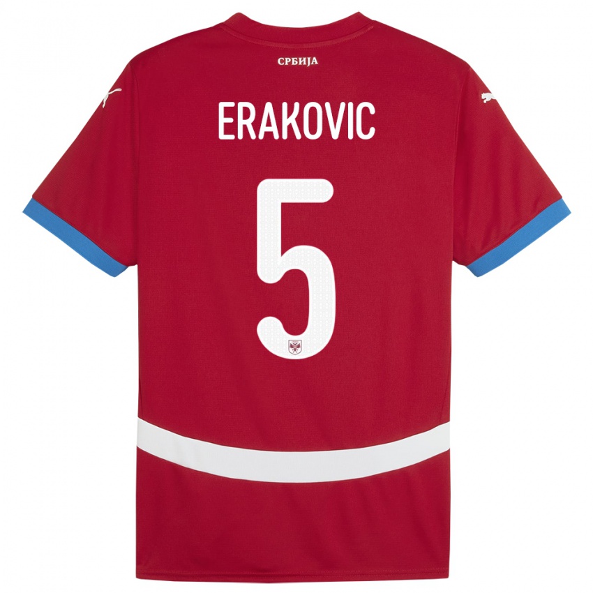 Niño Camiseta Serbia Strahinja Erakovic #5 Rojo 1ª Equipación 24-26 La Camisa Argentina