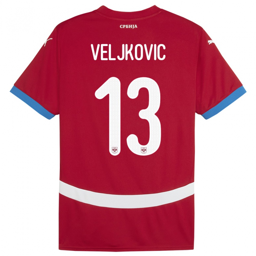 Niño Camiseta Serbia Milos Veljkovic #13 Rojo 1ª Equipación 24-26 La Camisa Argentina