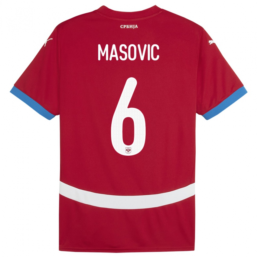 Niño Camiseta Serbia Erhan Masovic #6 Rojo 1ª Equipación 24-26 La Camisa Argentina