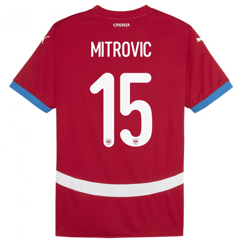 Niño Camiseta Serbia Stefan Mitrovic #15 Rojo 1ª Equipación 24-26 La Camisa Argentina