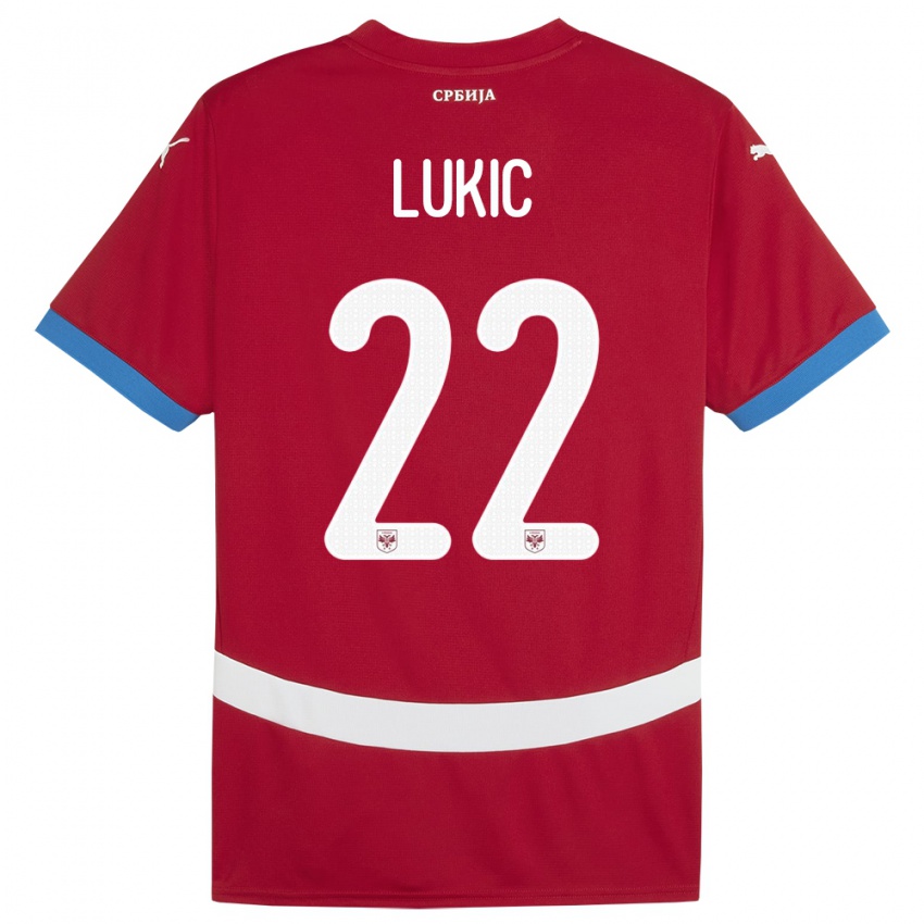 Niño Camiseta Serbia Sasa Lukic #22 Rojo 1ª Equipación 24-26 La Camisa Argentina