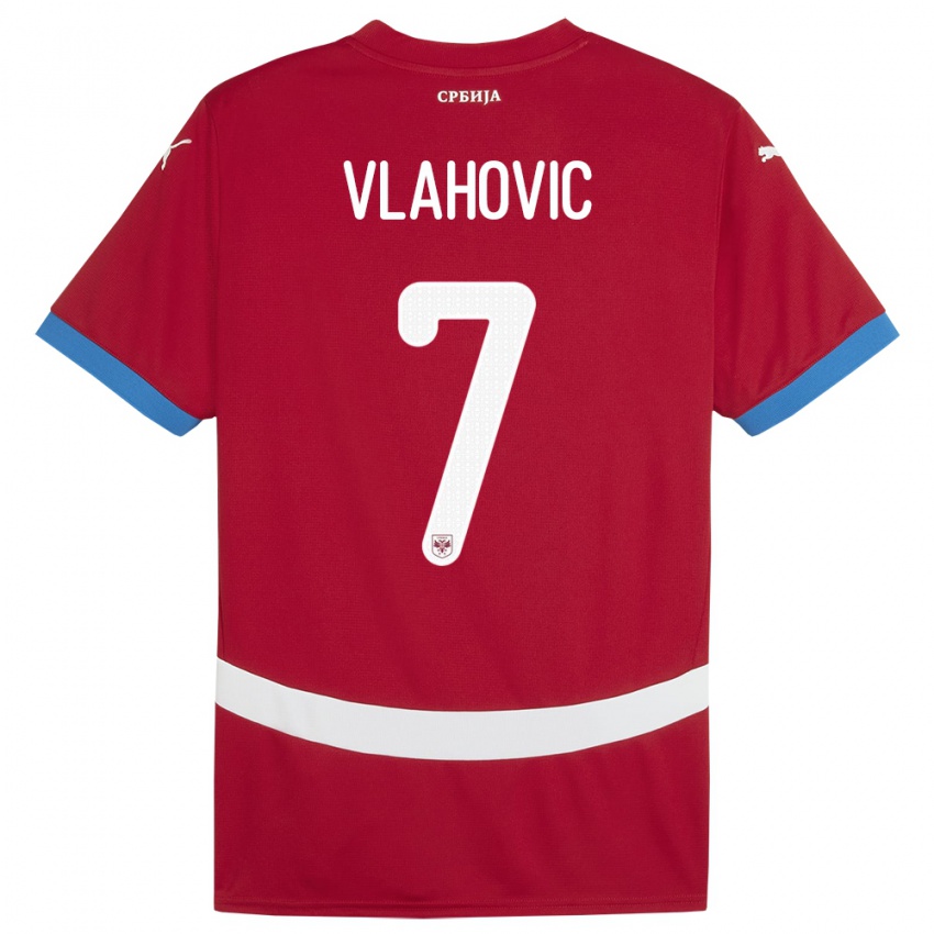 Niño Camiseta Serbia Dusan Vlahovic #7 Rojo 1ª Equipación 24-26 La Camisa Argentina