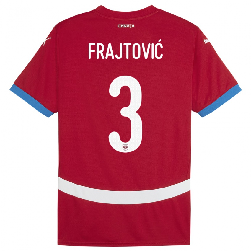 Niño Camiseta Serbia Andela Frajtovic #3 Rojo 1ª Equipación 24-26 La Camisa Argentina