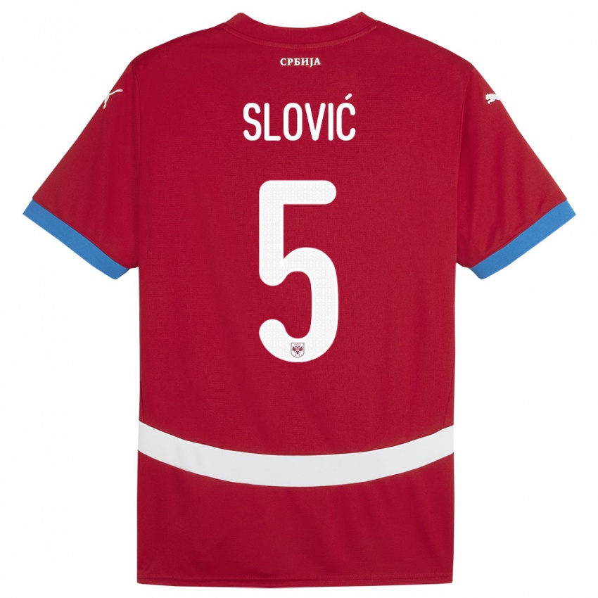 Niño Camiseta Serbia Violeta Slovic #5 Rojo 1ª Equipación 24-26 La Camisa Argentina