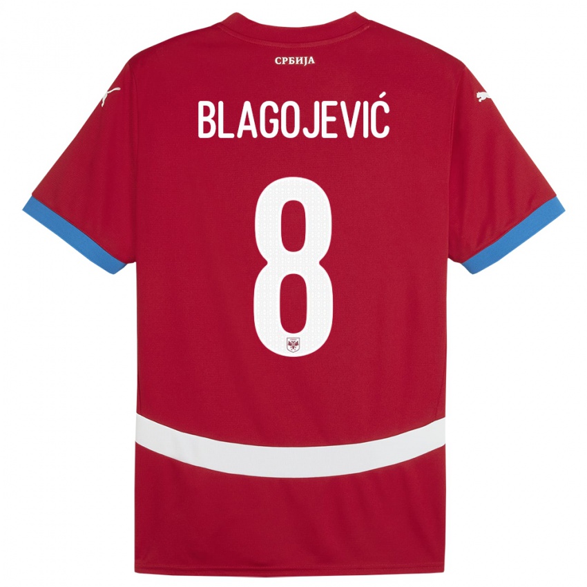 Niño Camiseta Serbia Dina Blagojevic #8 Rojo 1ª Equipación 24-26 La Camisa Argentina