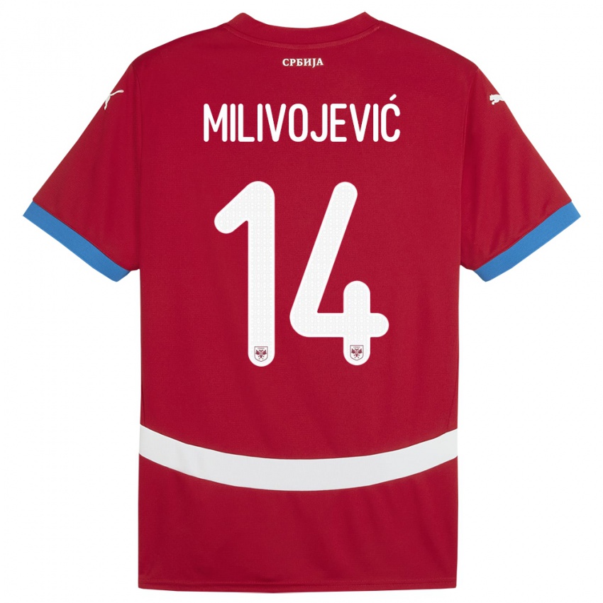 Niño Camiseta Serbia Vesna Milivojevic #14 Rojo 1ª Equipación 24-26 La Camisa Argentina
