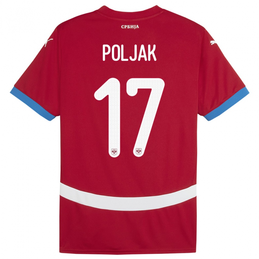 Niño Camiseta Serbia Allegra Poljak #17 Rojo 1ª Equipación 24-26 La Camisa Argentina