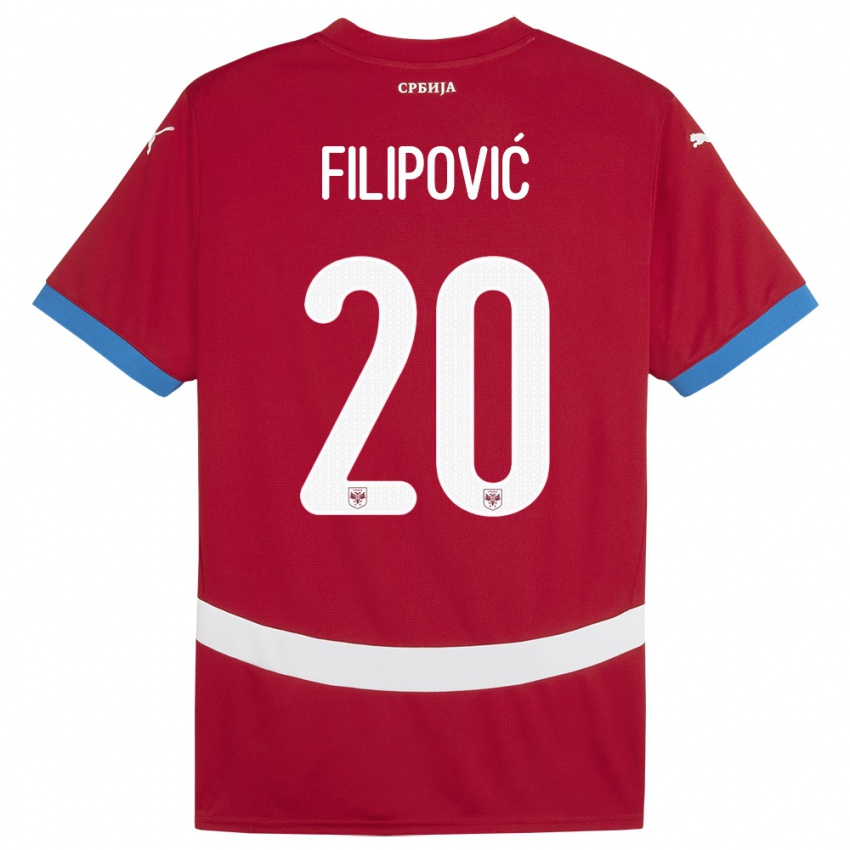 Niño Camiseta Serbia Tijana Filipovic #20 Rojo 1ª Equipación 24-26 La Camisa Argentina