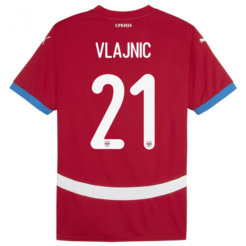 Niño Camiseta Serbia Tyla Jay Vlajnic #21 Rojo 1ª Equipación 24-26 La Camisa Argentina