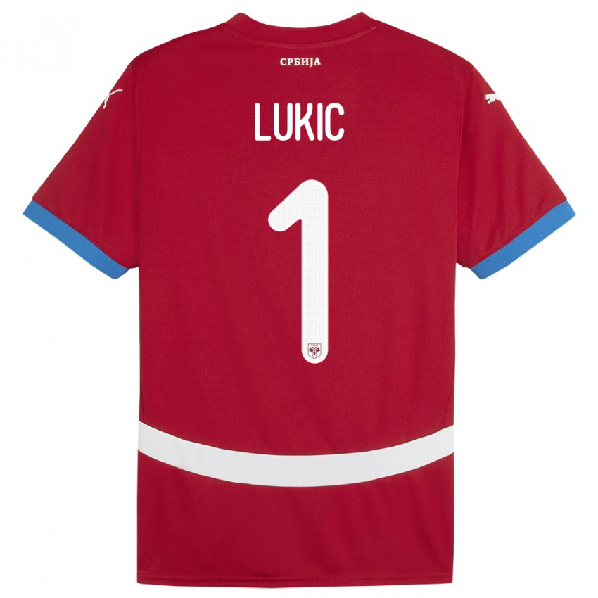 Niño Camiseta Serbia Ognjen Lukic #1 Rojo 1ª Equipación 24-26 La Camisa Argentina