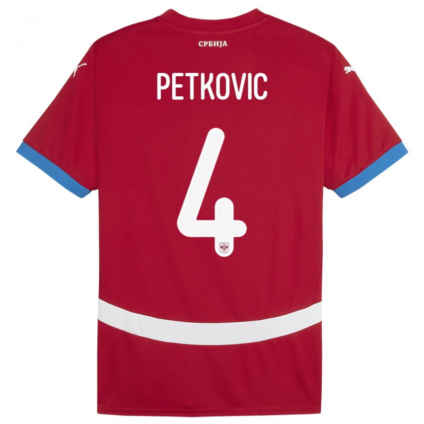 Niño Camiseta Serbia Nikola Petkovic #4 Rojo 1ª Equipación 24-26 La Camisa Argentina