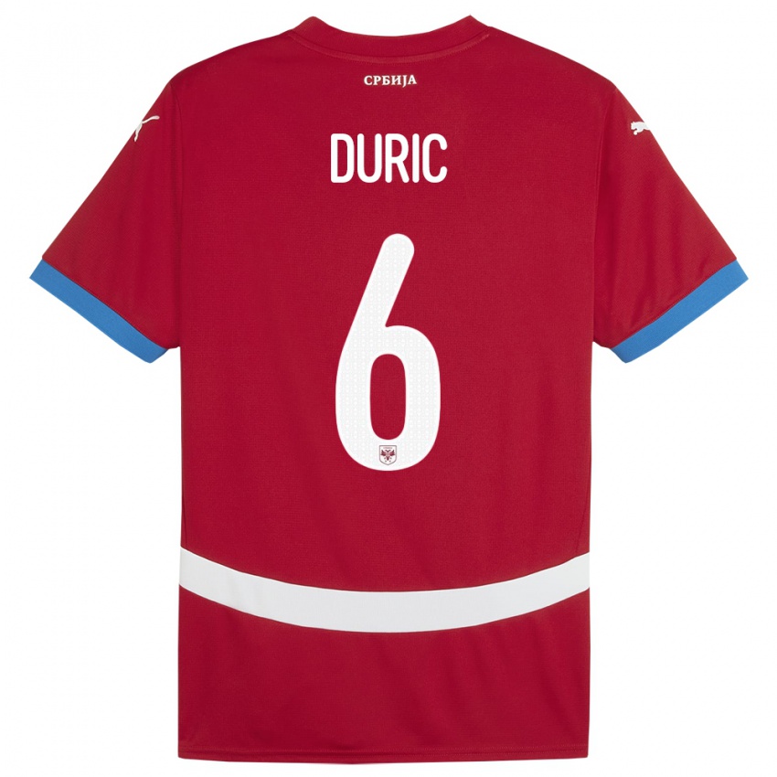 Niño Camiseta Serbia Andrej Duric #6 Rojo 1ª Equipación 24-26 La Camisa Argentina