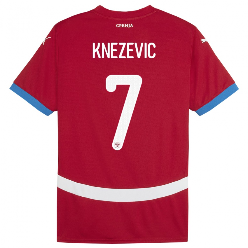 Niño Camiseta Serbia Nikola Knezevic #7 Rojo 1ª Equipación 24-26 La Camisa Argentina