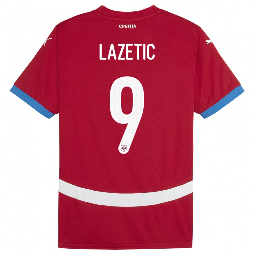 Niño Camiseta Serbia Marko Lazetic #9 Rojo 1ª Equipación 24-26 La Camisa Argentina