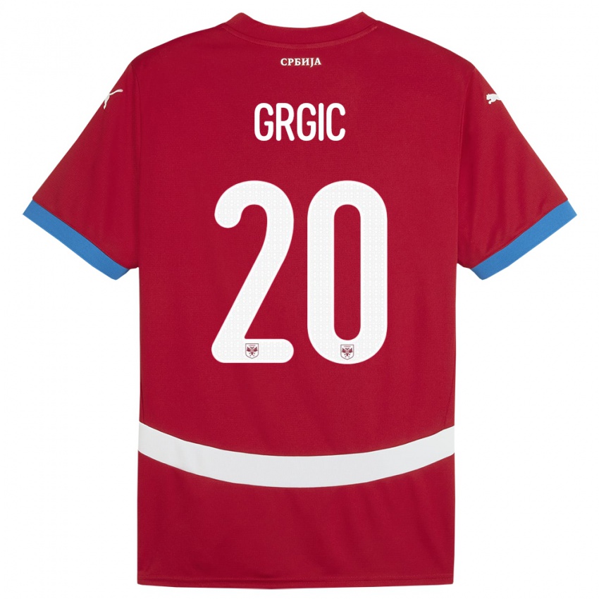 Niño Camiseta Serbia Dario Grgic #20 Rojo 1ª Equipación 24-26 La Camisa Argentina