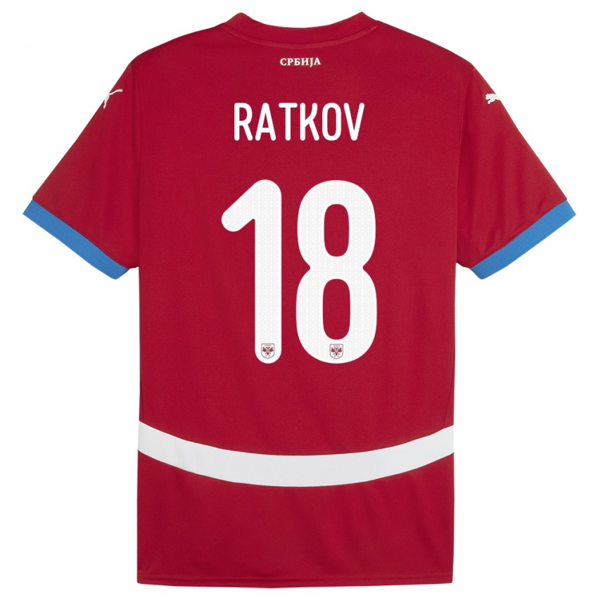 Niño Camiseta Serbia Petar Ratkov #18 Rojo 1ª Equipación 24-26 La Camisa Argentina