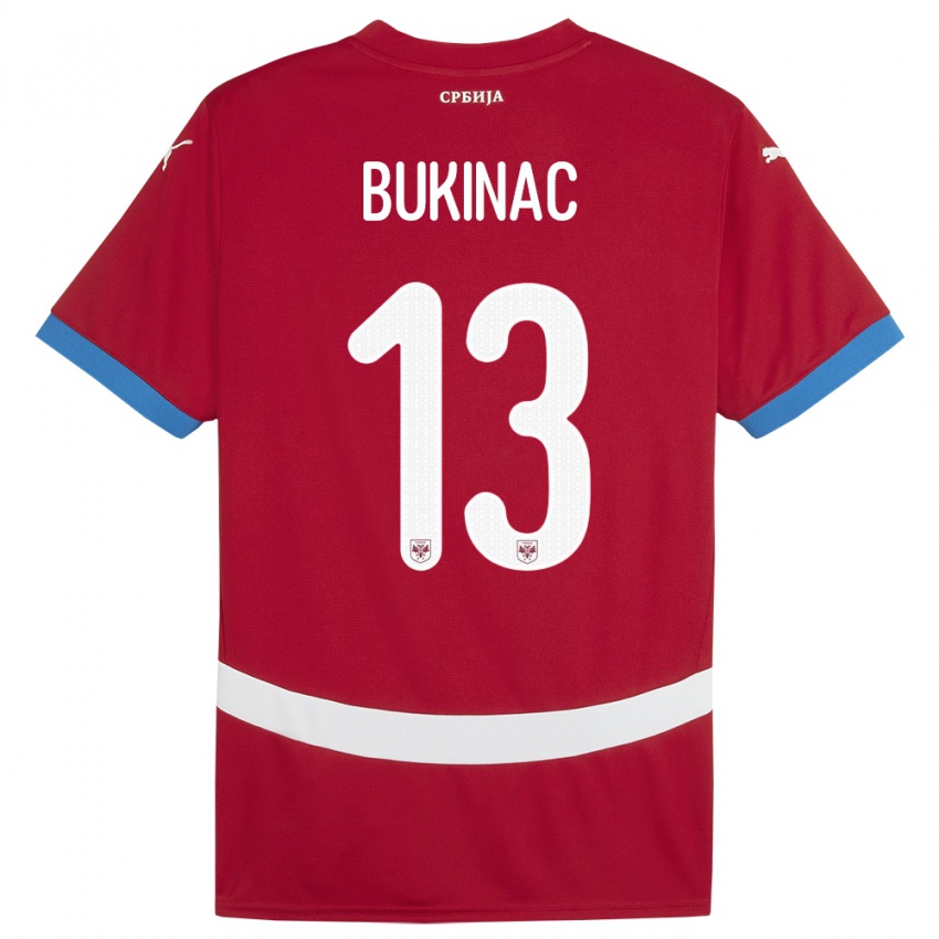 Niño Camiseta Serbia Stefan Bukinac #13 Rojo 1ª Equipación 24-26 La Camisa Argentina