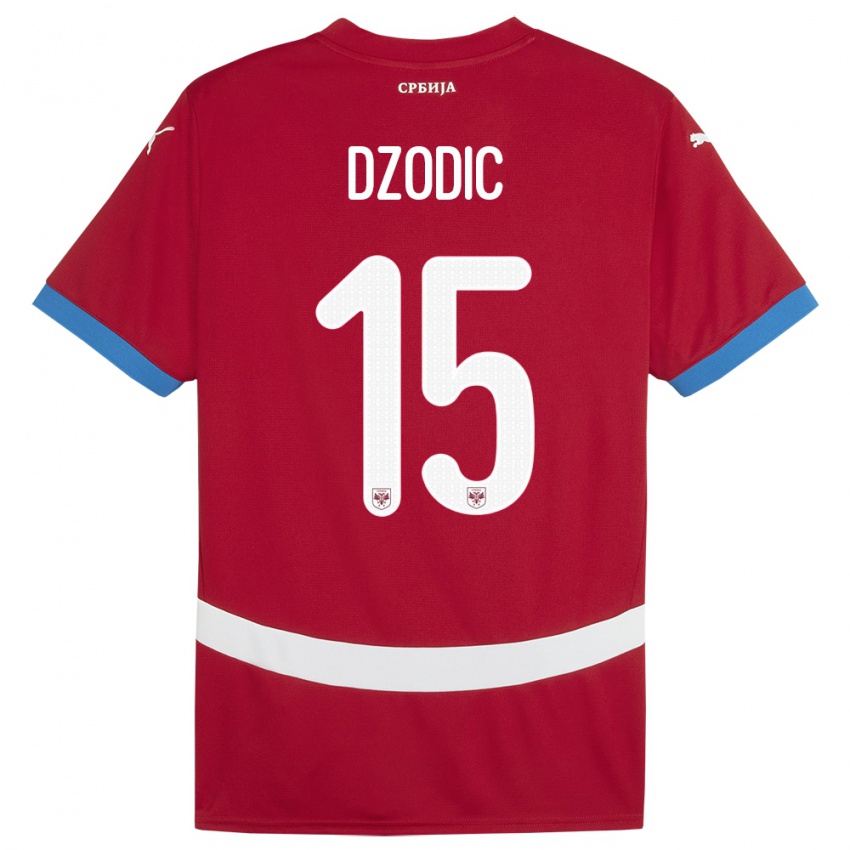 Niño Camiseta Serbia Stefan Dzodic #15 Rojo 1ª Equipación 24-26 La Camisa Argentina