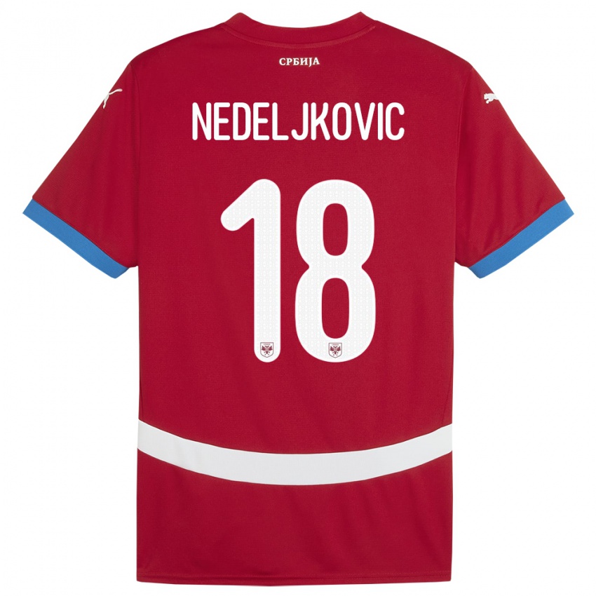 Niño Camiseta Serbia Kosta Nedeljkovic #18 Rojo 1ª Equipación 24-26 La Camisa Argentina