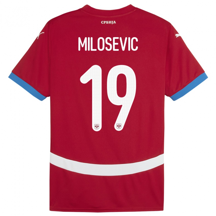 Niño Camiseta Serbia Jovan Milosevic #19 Rojo 1ª Equipación 24-26 La Camisa Argentina