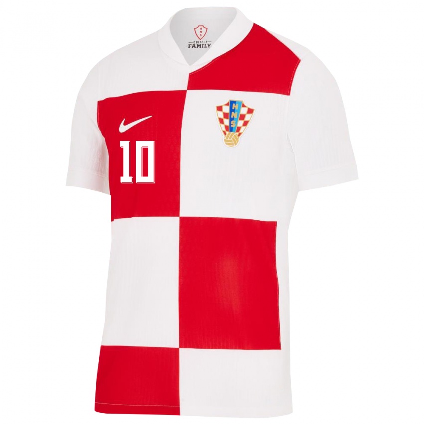 Niño Camiseta Croacia Luka Modric #10 Blanco Rojo 1ª Equipación 24-26 La Camisa Argentina