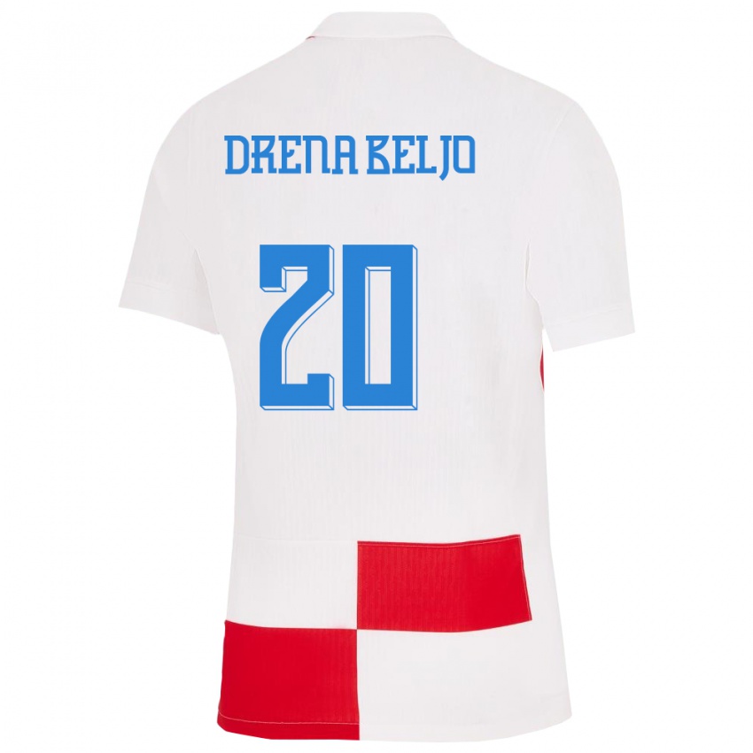 Niño Camiseta Croacia Dion Drena Beljo #20 Blanco Rojo 1ª Equipación 24-26 La Camisa Argentina