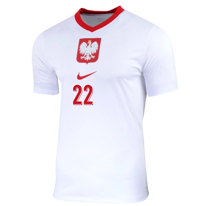 Niño Camiseta Polonia Slawomir Abramowicz #22 Blanco 1ª Equipación 24-26 La Camisa Argentina