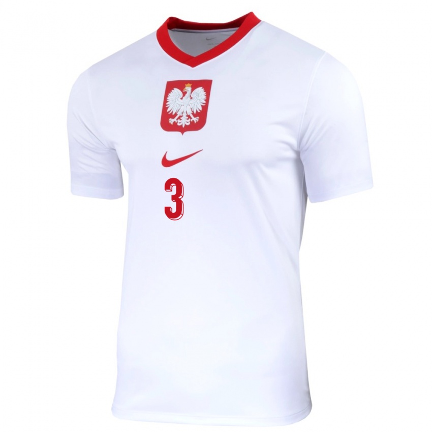 Niño Camiseta Polonia Pawel Dawidowicz #3 Blanco 1ª Equipación 24-26 La Camisa Argentina