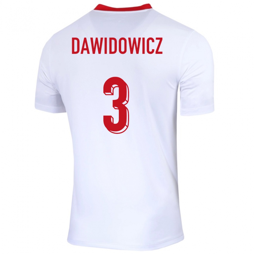 Niño Camiseta Polonia Pawel Dawidowicz #3 Blanco 1ª Equipación 24-26 La Camisa Argentina
