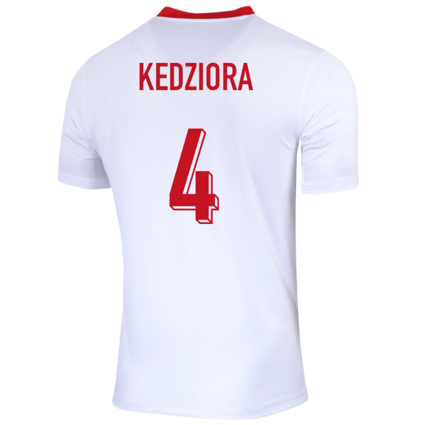 Niño Camiseta Polonia Tomasz Kedziora #4 Blanco 1ª Equipación 24-26 La Camisa Argentina