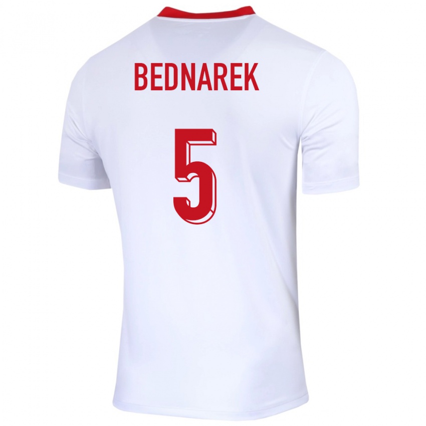 Niño Camiseta Polonia Jan Bednarek #5 Blanco 1ª Equipación 24-26 La Camisa Argentina